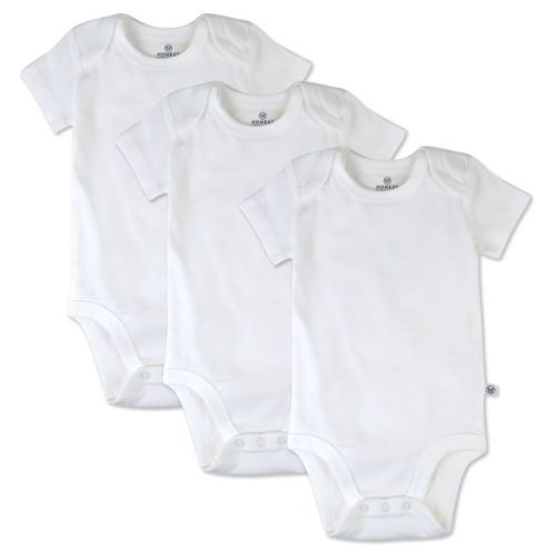3-pack Organic Cotton Short Sleeve Bodysuits Bright White 12m