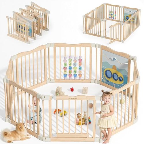 Foldable Wooden Playpen - Ocean Adventure, Natural