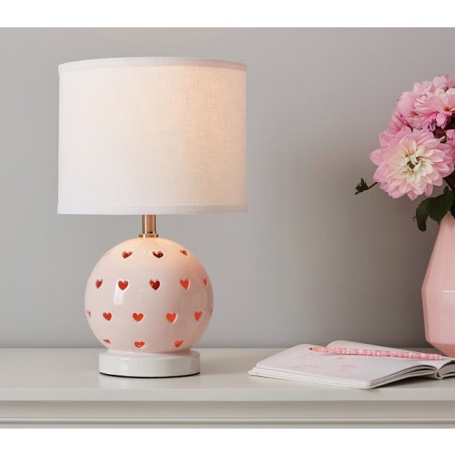 Ceramic Heart Cutout 3-Way Table Lamp (16")