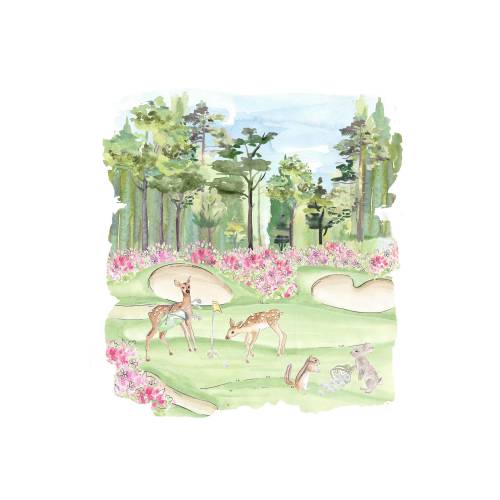Nursery Art print Animals playing golf  Augusta Tournament // Kids room // Nursery art //  Hole 12 // Hole 13 Azalea