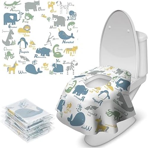 Blissful Diary 20 Pcs Toilet Seat Covers Disposable for Toddlers & Adults, Extra Large Waterproof, Portable Package for Travel, Kids Potty Training