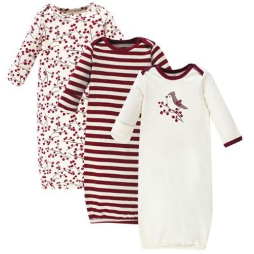 Touched By Nature Baby Girl Organic Cotton Long-sleeve Gowns 3pk, Berry Branch, 0-6 Months