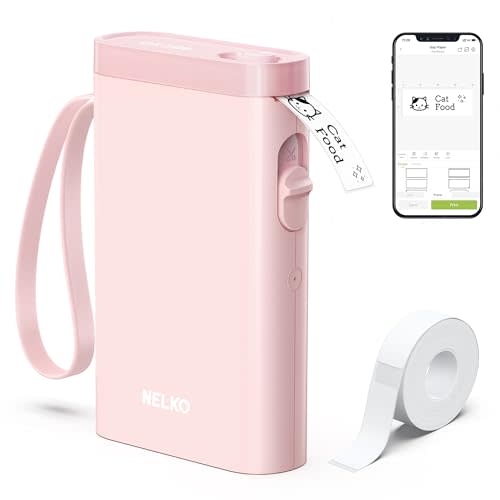 Nelko Label Maker Machine with Tape, P21 Bluetooth Label Printer, Wireless Mini Label Makers with Multiple Templates for Organizing Office Home, Pink