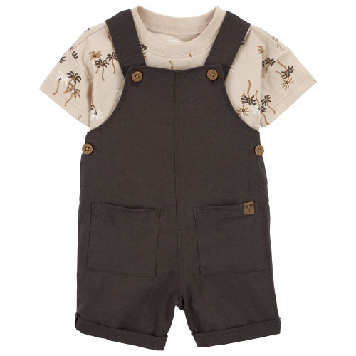 Baby 2-Piece Palm Tree Tee & Shortall Set - 18 M