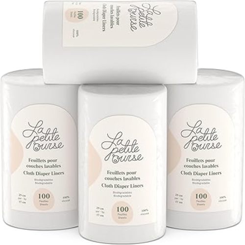 LA PETITE OURSE Cloth Diaper Liners, Disposable Biodegradable Cloth Diaper Liner Rolls, Fragrance Free Cloth Diaper Liners, Unscented, SGS Certified, 11.5 X 6.75 inches - 100 Sheets/Roll - Pack of 4