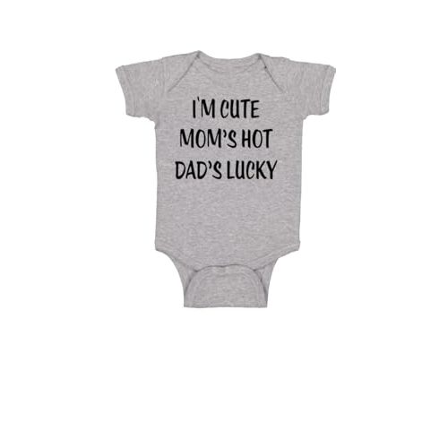 Crazy Bros Tees I'm Cute, Mom's Hot, Dad's Lucky Baby Bodysuit Adorable Unisex Romper Boy Newborn Clothes
