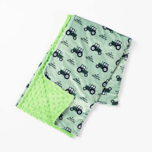 Green Tractor Minky Baby Blanket