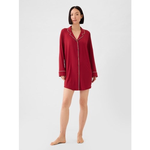 Modal PJ Shirtdress in sled red, size: M Petite