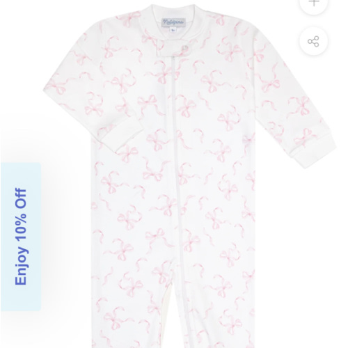 Charming Bows Print Zipper Footie