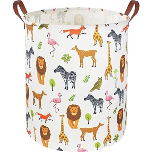 CLOCOR Kids Laundry Basket,Nursery Baby Hamper,Toy Storage Bin with handles for Boys and Girls,Safari Room Decor,Waterproof Storage Basket(Jungle Animals)
