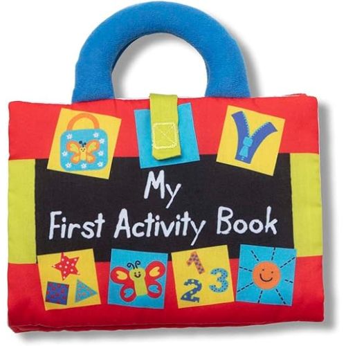 Melissa & Doug K’s Kids My First Activity Book, Soft Cloth Baby Book with Infant Toys—Puppets, Crinkles, Buttons, Buckles & Clock, Machine Washable Montessori Baby Toys for Kids 0–24 Months