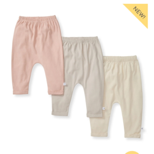 Solid Organic Cotton Baby Pants 3 Pack Pink Sand