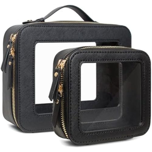 Clear Makeup Bag, Small Makeup Bag TSA Approved Toiletry Bag Cosmetic Travel Bag Cute Makeup Bag Organizer Makeup Case Pouch Car Essentials for Women Men
