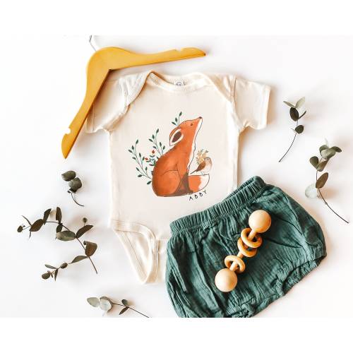Fox Bodysuit, Wild One Birthday, Woodlands Bodysuit, Fox Gift, Fox Tshirt for Baby, Personalized Fox Tee, Custom Name Bodysuit, Fox Shirt