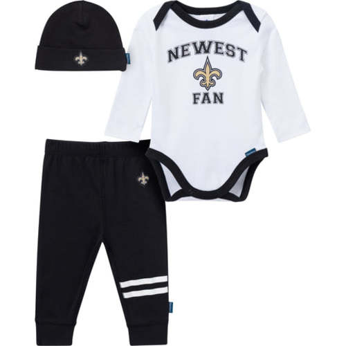 3-Piece Baby Boys New Orleans Saints Bodysuit, Active Pant and Cap Set