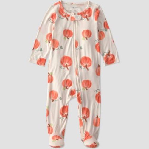 Carter's Just One You® Baby pumpkins Comfy Soft Long Sleeve Sleep N' Play - Ivory 3M