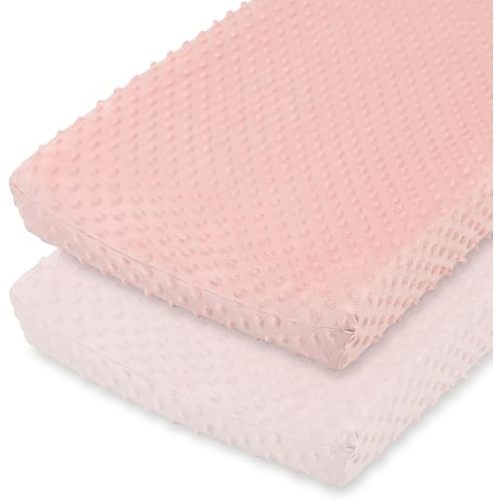 The Peanutshell Minky Dot Diaper Changing Pad Cover - Ultra Soft Baby Mat Cover for Boys & Girls, Fits 16” x 32” Changing Table Pads - Sage, 2 Pack