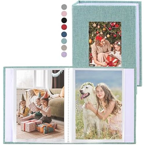vivinin 2 Pack Photo Album 4x6, Linen Cover Photo Album, Small Photo Album Book for 36 Pockets Hold 72 Pictures, Picture Book for Photos Family Anniversaries Baby Vacations (Green)