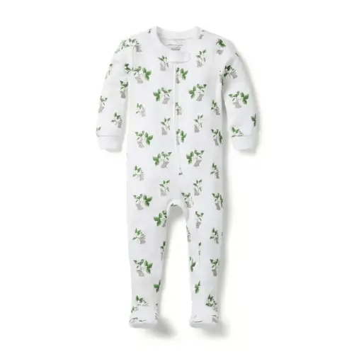 Baby White Bunny Floral Baby Good Night Footed Pajama In Bunny Floral by Janie and Jack