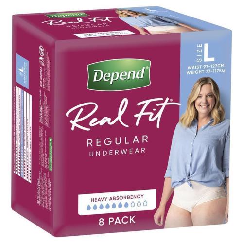 Depend Women Real Fit Underwear Large 8 Pack