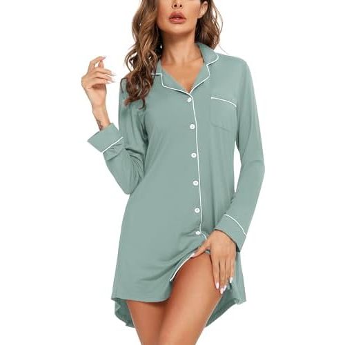 Leikar Maternity Nightgown For Women Nursing Pajamas Long Sleeve Sleepshirt
