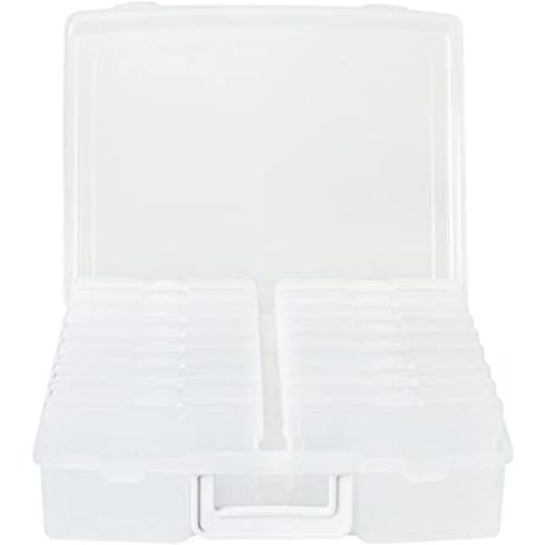 novelinks 4" x 6" Photo Organizer Box With Handle - 16 Inner Cases for Picture Storage (White)