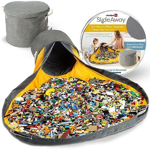 Creative QT SlideAway Toy Storage Organizer & Play Mat for Kids - Organizer Storage Bin - Kids Toy Box for Boys & Girls - Playroom Bin - Holders for Kid Rooms, Classrooms, Teachers - Grey