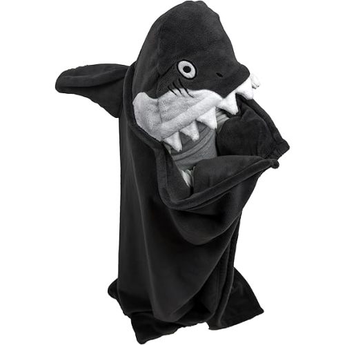 Lazy One Wearable Hooded Blanket for Kids, Animal Hooded Blanket (Shark)