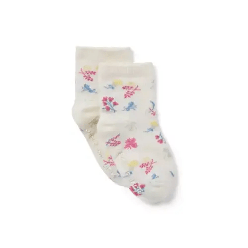 Baby Seashell Ecru Bug Floral Baby Bug Floral Sock by Janie and Jack
