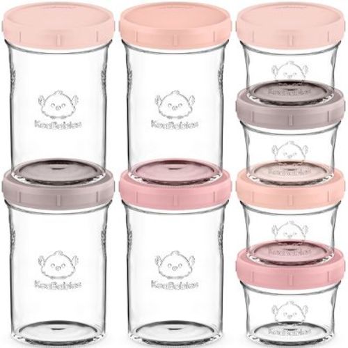 8pk Prep Baby Food Storage Containers, Leak-Proof, BPA Free Glass Baby Food Jars for Feeding (Roseate)