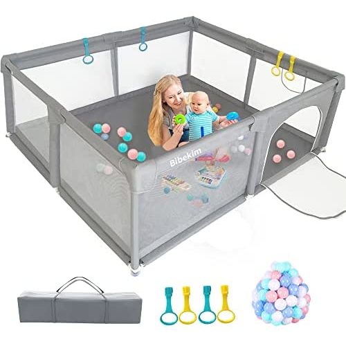 Baby Playpen,Large Playpen for Babies and Toddlers Indoor Play Yard for Kids Activity,Baby Gate Playpen with 30PCS Pit Balls Baby Fence Play Area for Outdoor - Bebikim Play Pen 71"×59"