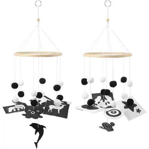 HyDren Baby Mobile for Crib Black and White Crib Mobile Nursery Crib Mobile Handmade Mobiles Decor for Baby Shower Gifts Ceiling Hanging Decorations 2 Styles