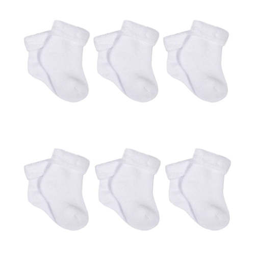 6-Pack Organic Baby Neutral White Wiggle Proof® Ankle Bootie Socks