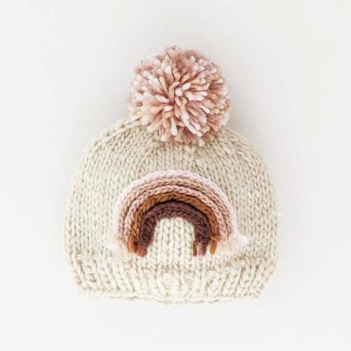 Huggalugs Mauve Rainbow Knit Beanie Hat