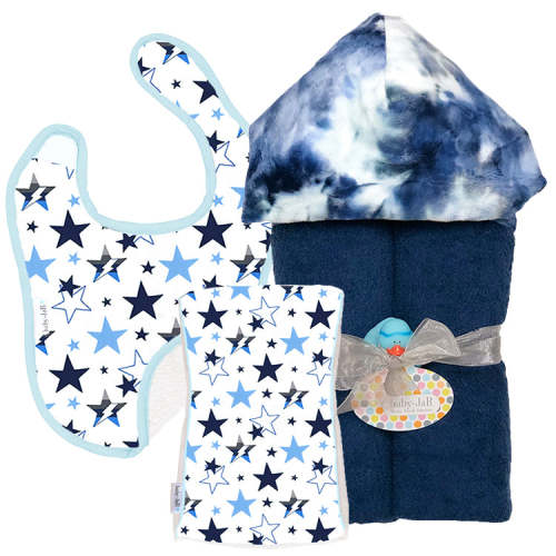 Welcome Baby Gift Basket - Starlight & Navy Tie Dye
