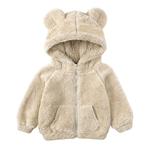 Feidoog Toddler Kids Fleece Hooded Jacket Coat with Ears Zipper Lightweight Long Sleeve Thick Warm Outerwear