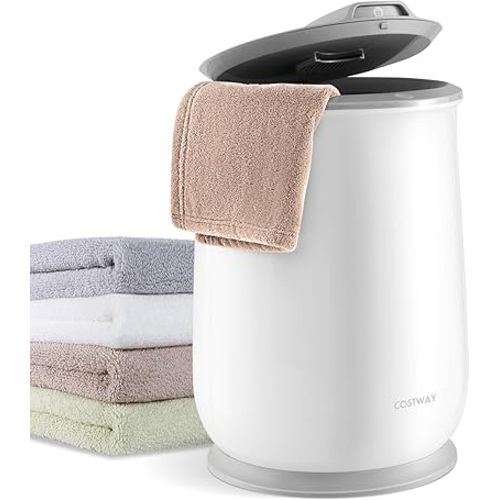 COSTWAY Towel Warmer Bucket for Bathroom, 21L Large Towel Warmer with Flip-top Lid, Child Safety Lock, 1H Auto Shut Off, for Towels, 45” x 70” Bathrobes, Blankets, Bathroom Hot Towel Heater for Parent