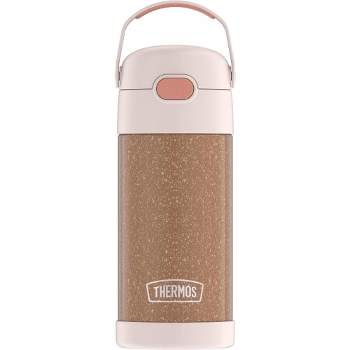 THERMOS FUNTAINER 12 Ounce Stainless Steel Vacuum Insulated Kids Straw Bottle, Glitter Rose Gold