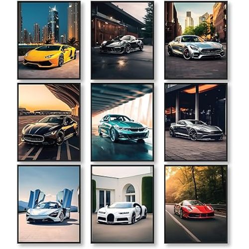 97 Decor Sports Car Posters For Boys Room - Race Car Room Decor For Men Guys, Super Car Posters Racing Car Wall Art Aesthetic, Cool Pictures Classic Car Decor For Bedroom Dorm Man Cave (8x10 Unframed)