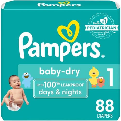 Pampers Diapers - Baby Dry - Size 1, 120 Count, Absorbent Disposable Infant Diaper (Packaging May Vary)