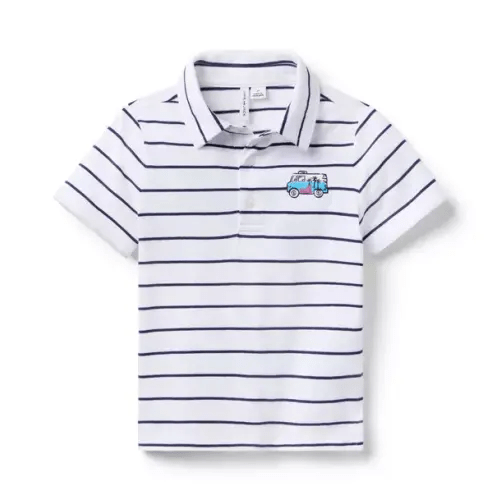 Boy White Stripe Milk Bar x Janie and Jack Striped Polo by Janie and Jack