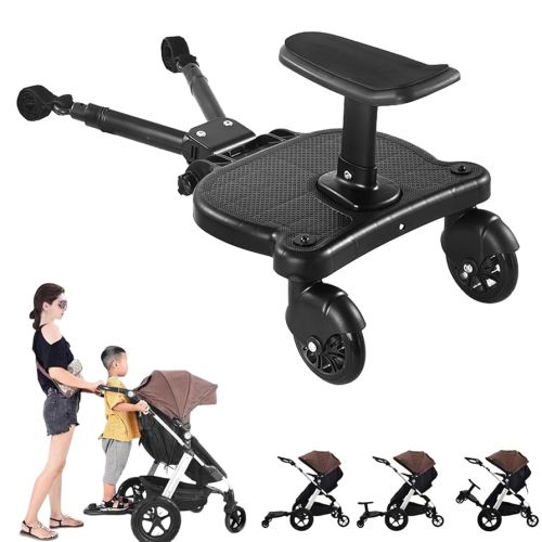 Universal Stroller Board, 2 In1 Sit and Stand Stroller Glider Board with Seat, Max Load 55lbs, Detachable Seat Troller Attachment Suitable for Families with Two Children