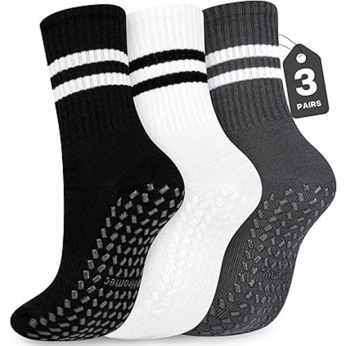 Pilates Socks with Grips for Yoga, Barefoot, Ballet, Barre, Hospital Non Slip Anti Skid Socks for Women and Men