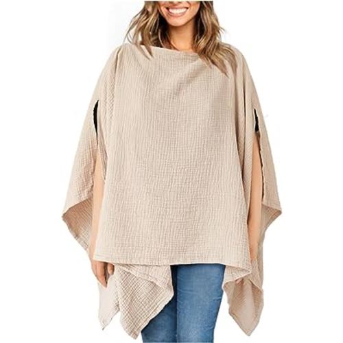 Konssy Muslin Nursing Cover for Breastfeeding, 360° Full Privacy Breathable 100% Cotton Breastfeeding Cover, Multi-use Carseat Canopy