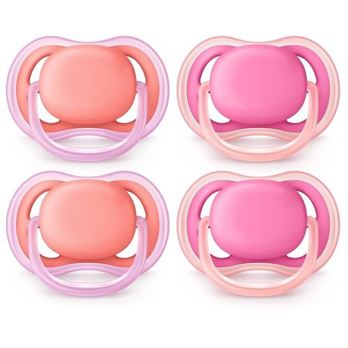 Philips AVENT Ultra Air Pacifier, 6-18 Months, Pink/Peach, 4 Pack, SCF245/42