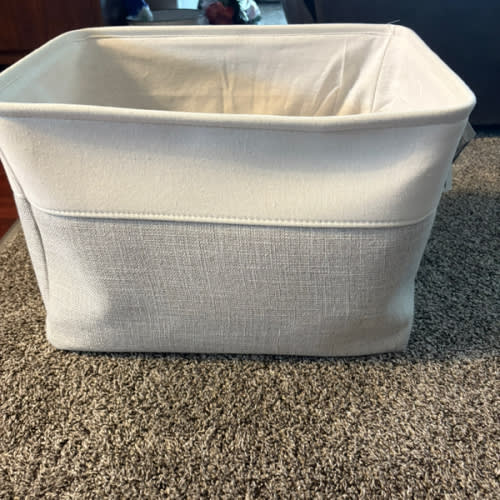 Goodpick Woven Storage Basket, Small Laundry Basket for Clothes, Towels and Shoes, Rope Square Gift Organizer with Handles, Gray and White, 13 x 10 x 9 Inches