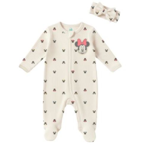 Baby Girls' Minnie Mouse Sleep and Play & Bow Headband, 2-Piece Set