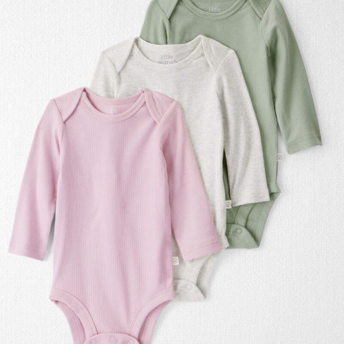 Daylily Pink, Heather Grey, Moss Green Baby 3-Pack Organic Cotton Rib Bodysuits | Carter’s Oshkosh Canada