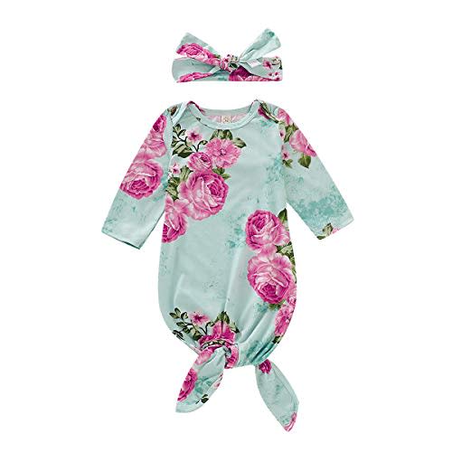 Infant Newborn Baby Girls Floral Sleep Gown Headband Sleepwear Romper Sleeping Bags Outfits