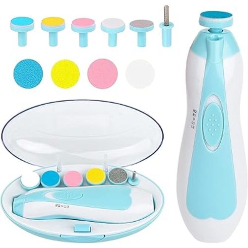 Qunlions life Electric Nail File Drill for Baby No Sharp Claws Hurt, 6 in 1 Safety Cutter Trimmer Clipper for Toes and Fingers